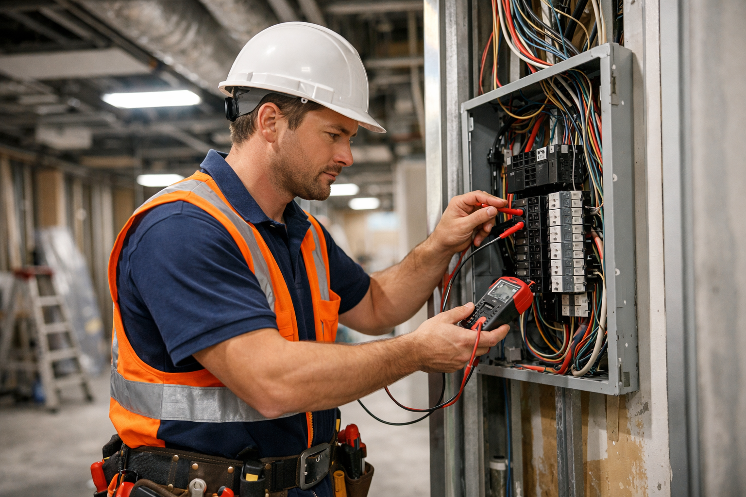 Electrician working in a building-1